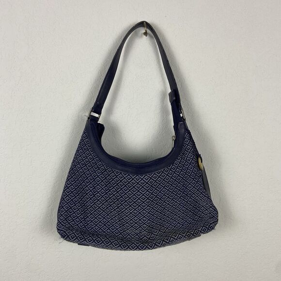 Vintage The Sak Elliot Lucca Woven Knit Navy Blue Shoulder Bag Purse Rare 2003 - Picture 1 of 9